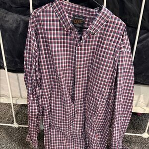 Men's Plaid Button-Down Shirt - Red and Blue